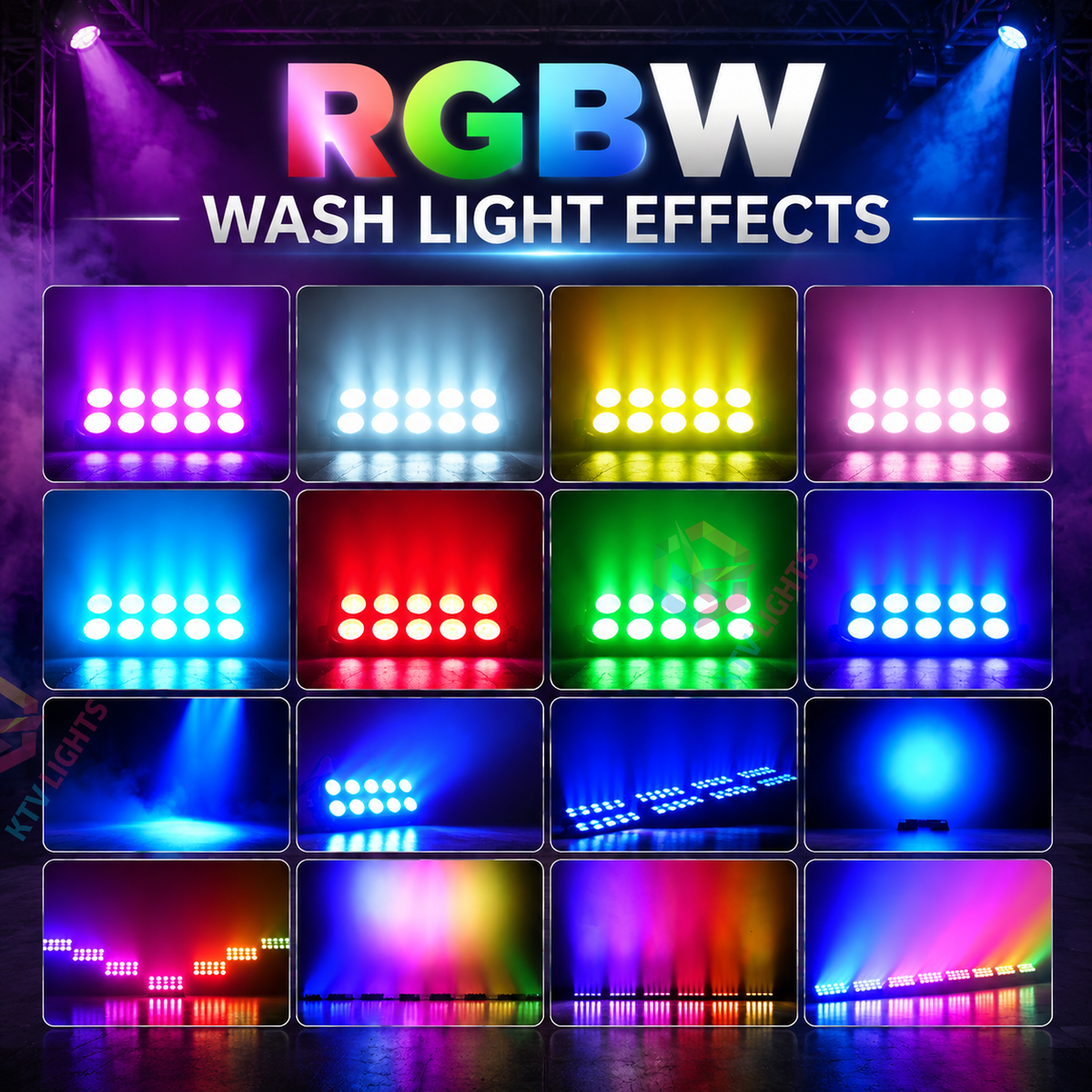 KTVLIGHTS 10x4W RGBW 4-in-1 LED Wall Washer Stage Light-X28