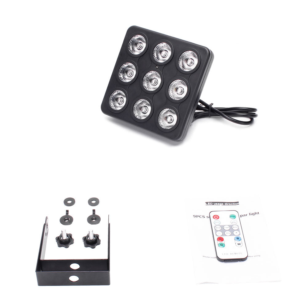 KTVLIGHTS 9-LED Remote Control Square PAR Stage Light-P28