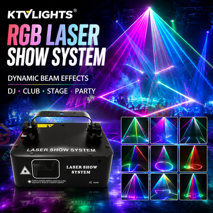 KTVLIGHTS DJ RGB Laser Scanning Stage Effect Light – DMX512 Party Light-B1