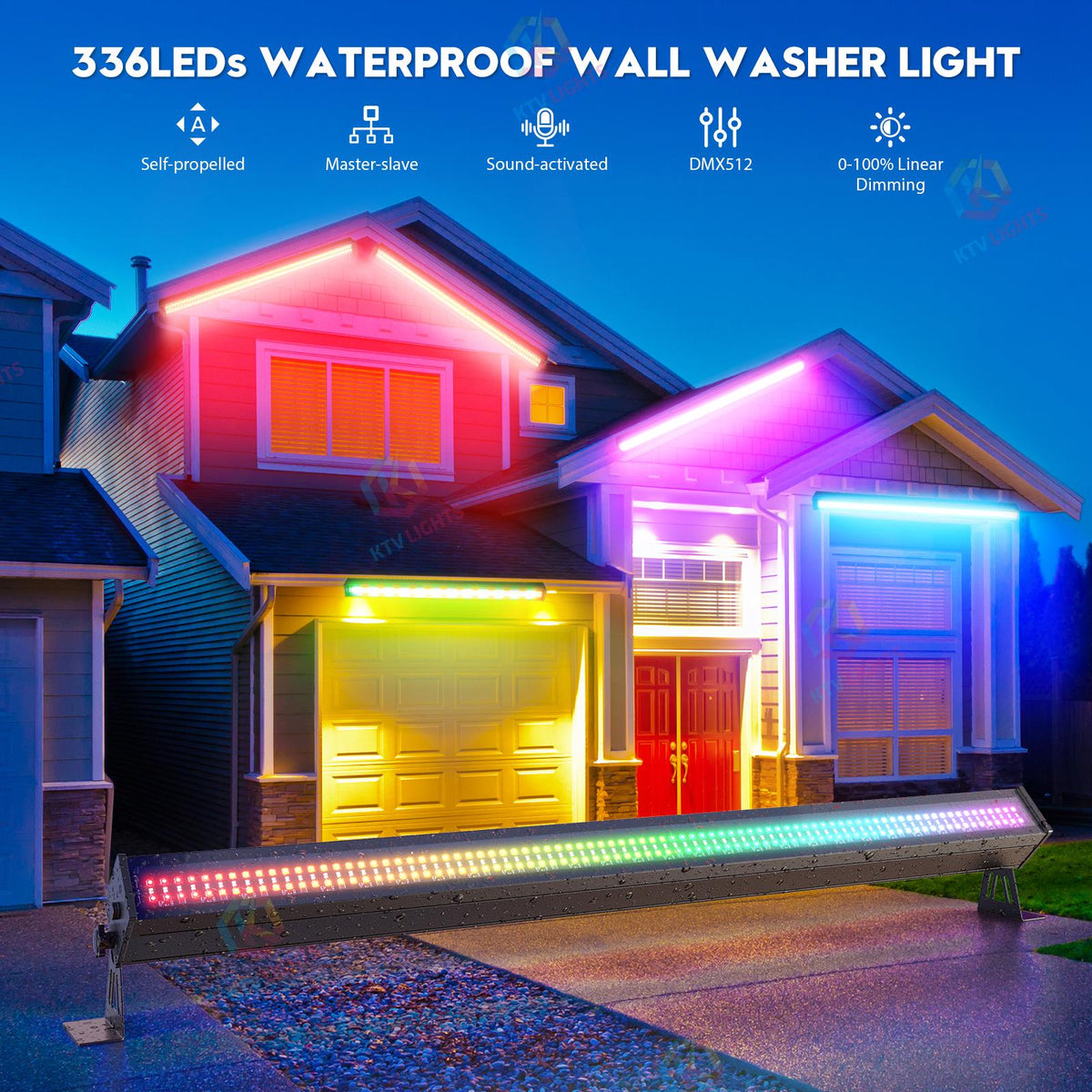 KTVLIGHTS 100W 336-LED RGB IP65 Waterproof Wall Washer-X18