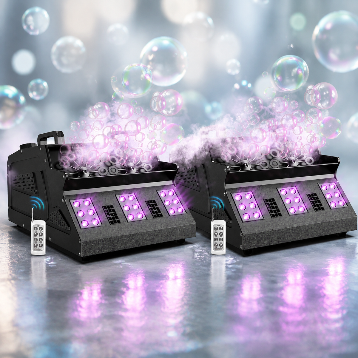 KTVLIGHTS 1500W LED RGB Smoke Bubble Machine with Remote Control-Y5