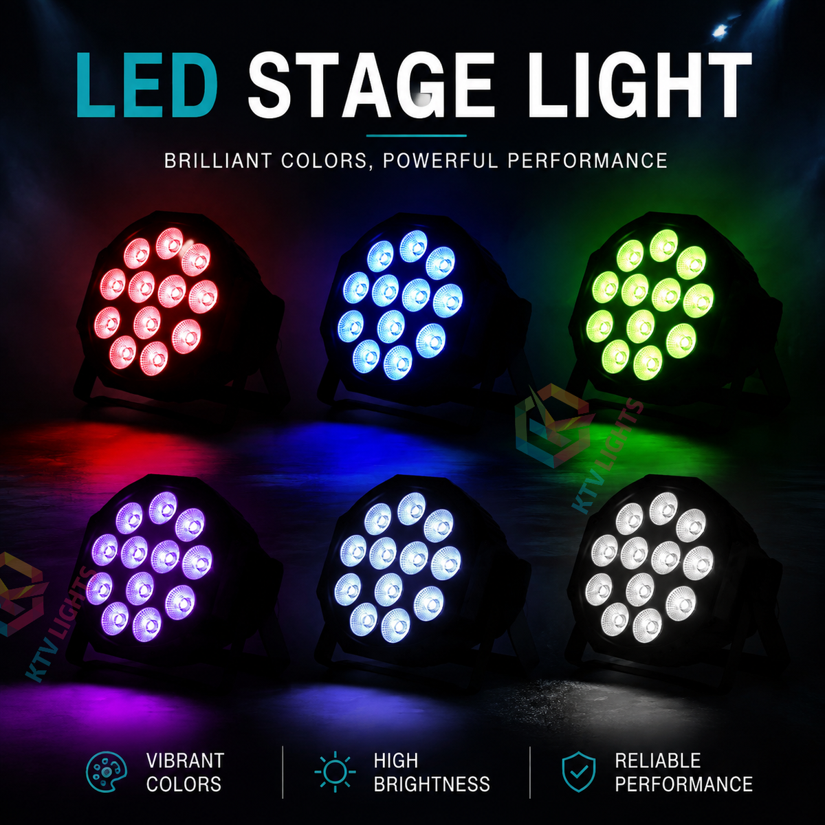 KTVLIGHTS Rechargeable RGBW LED Stage PAR Light-P16
