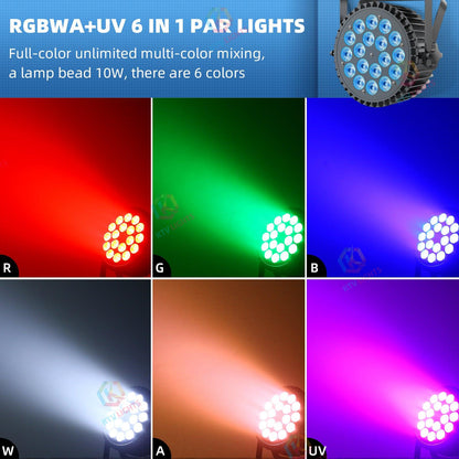 KTVLIGHTS 18-LED RGBW UV 6-in-1 PAR Stage Light-P22