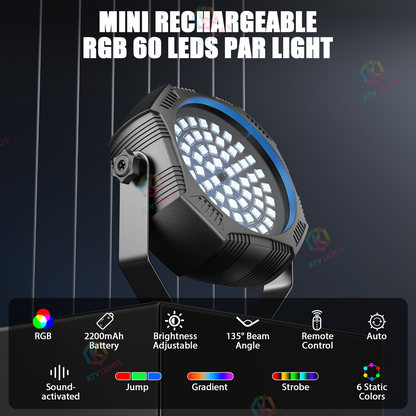 KTVLIGHTS Mini 60W RGB USB Rechargeable Strobe PAR Light-P33