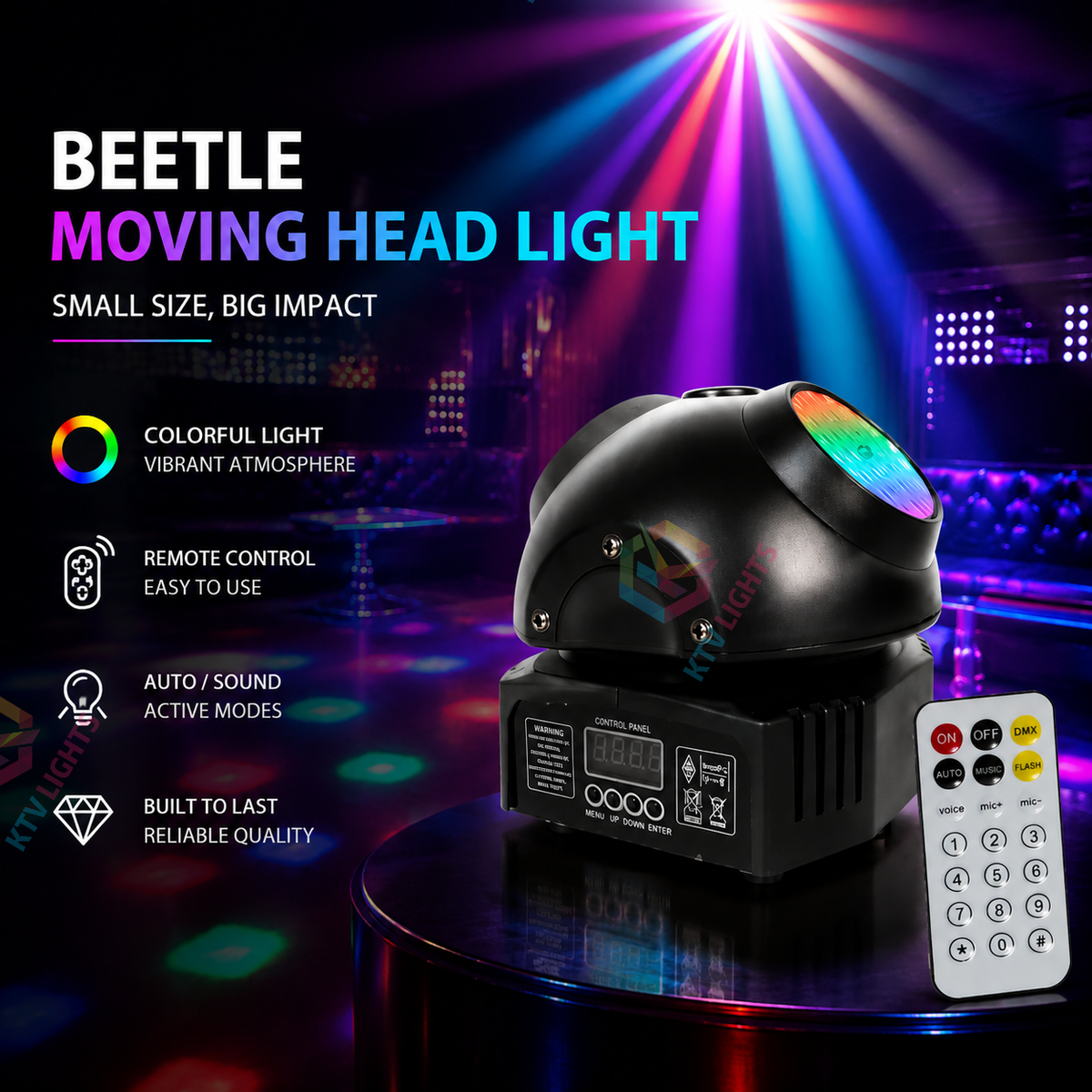 KTVLIGHTS LED Beetle Moving Head Light RGB DJ Stage Light-E5