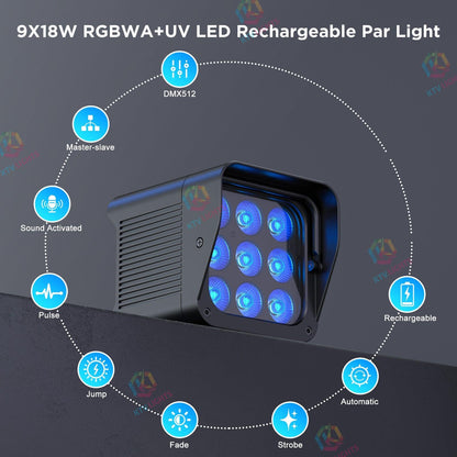 KTVLIGHTS 9x18W RGBW UV APP Waterproof LED PAR Light-P6