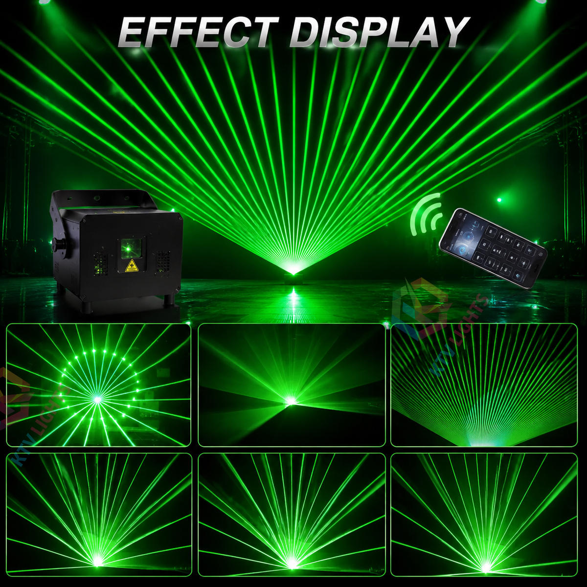 KTVLIGHTS 8W-15W APP Outdoor Green Landmark Laser-B38
