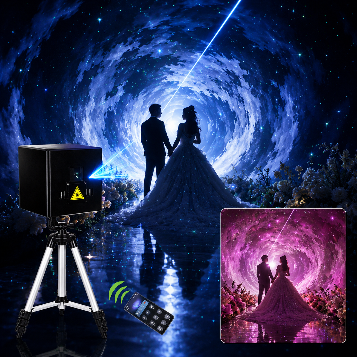 KTVLIGHTS Rechargeable APP Laser Light with RGB Effects for DJ Parties-A9