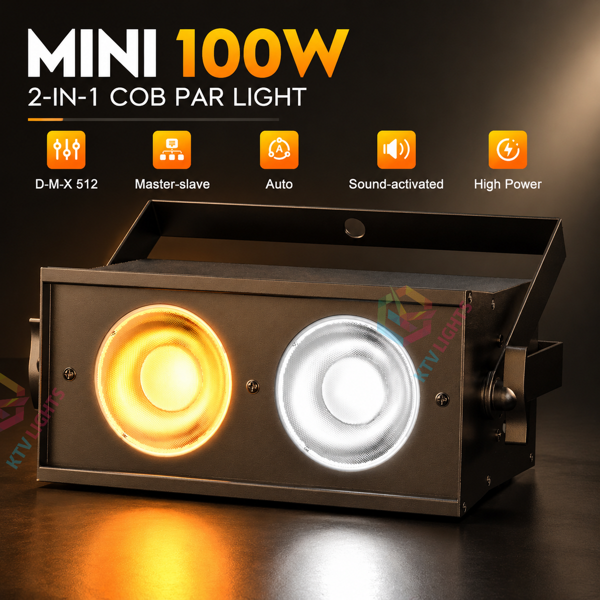 KTVLIGHTS 2x50W 2-in-1 Strobe Stage Light-P31