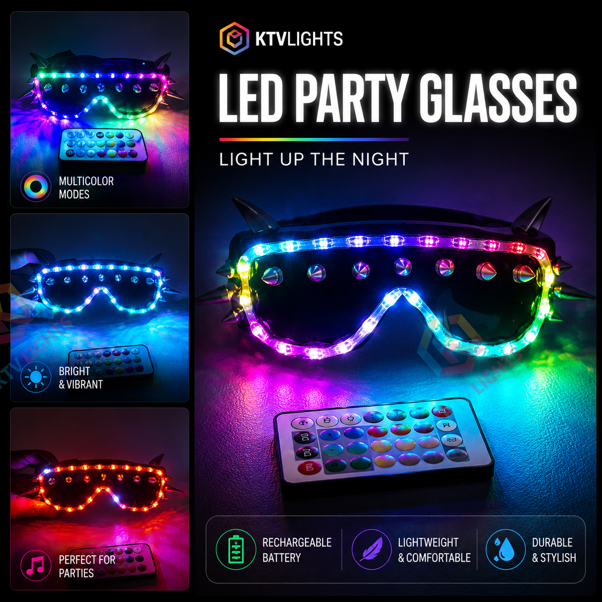 KTVLIGHTS LED Glasses for Rave Parties, Dancing & Festivals -M18