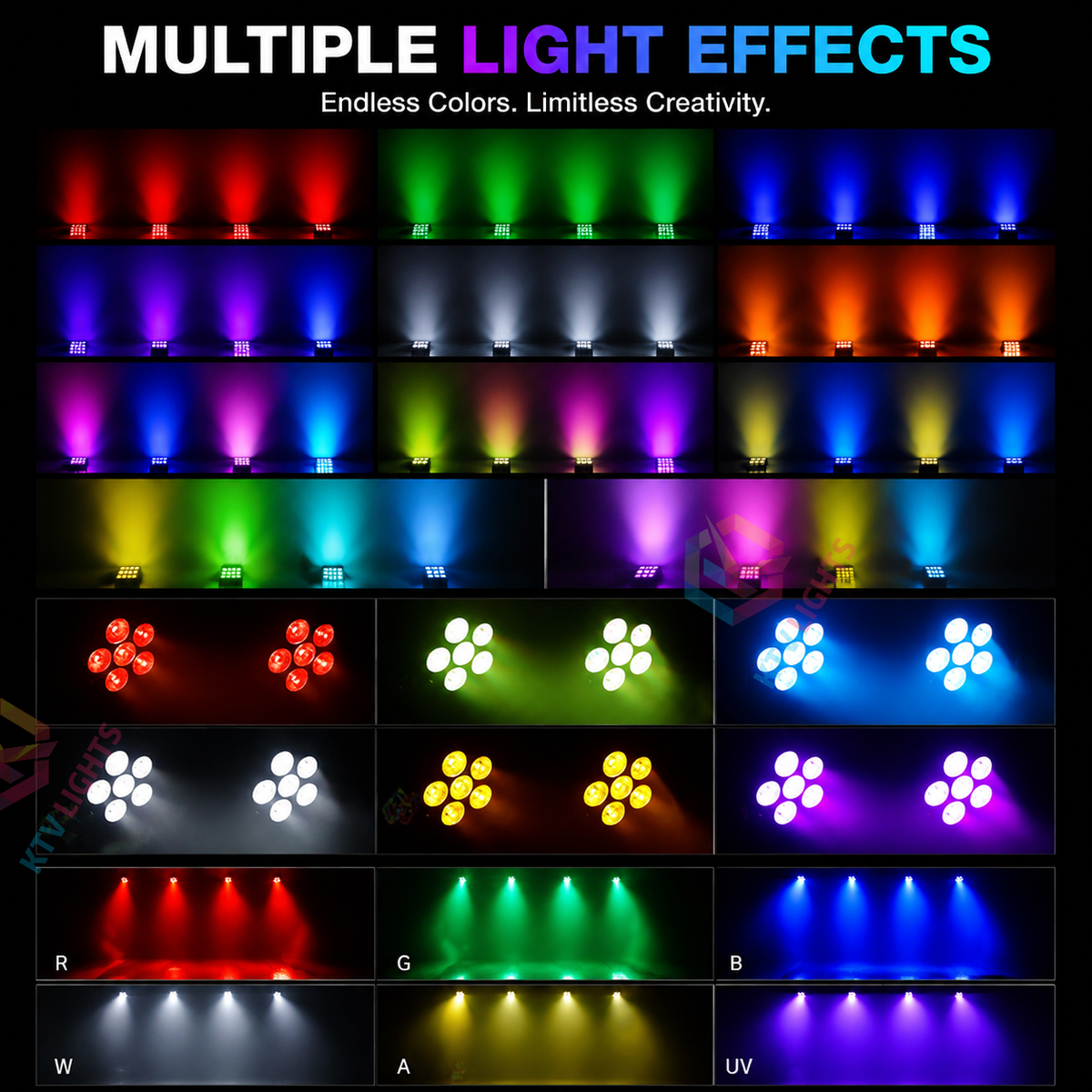 KTVLIGHTS 50W RGBW 6-in-1 Rechargeable Battery LED PAR Light-P49
