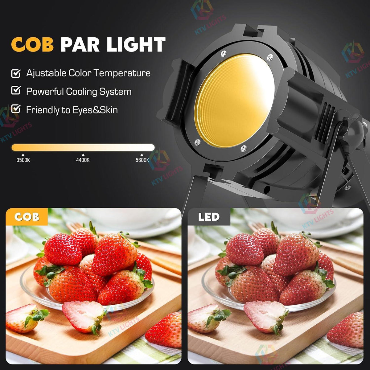 KTVLIGHTS 80W COB LED White/Warm White Stage PAR Spotlight-P39