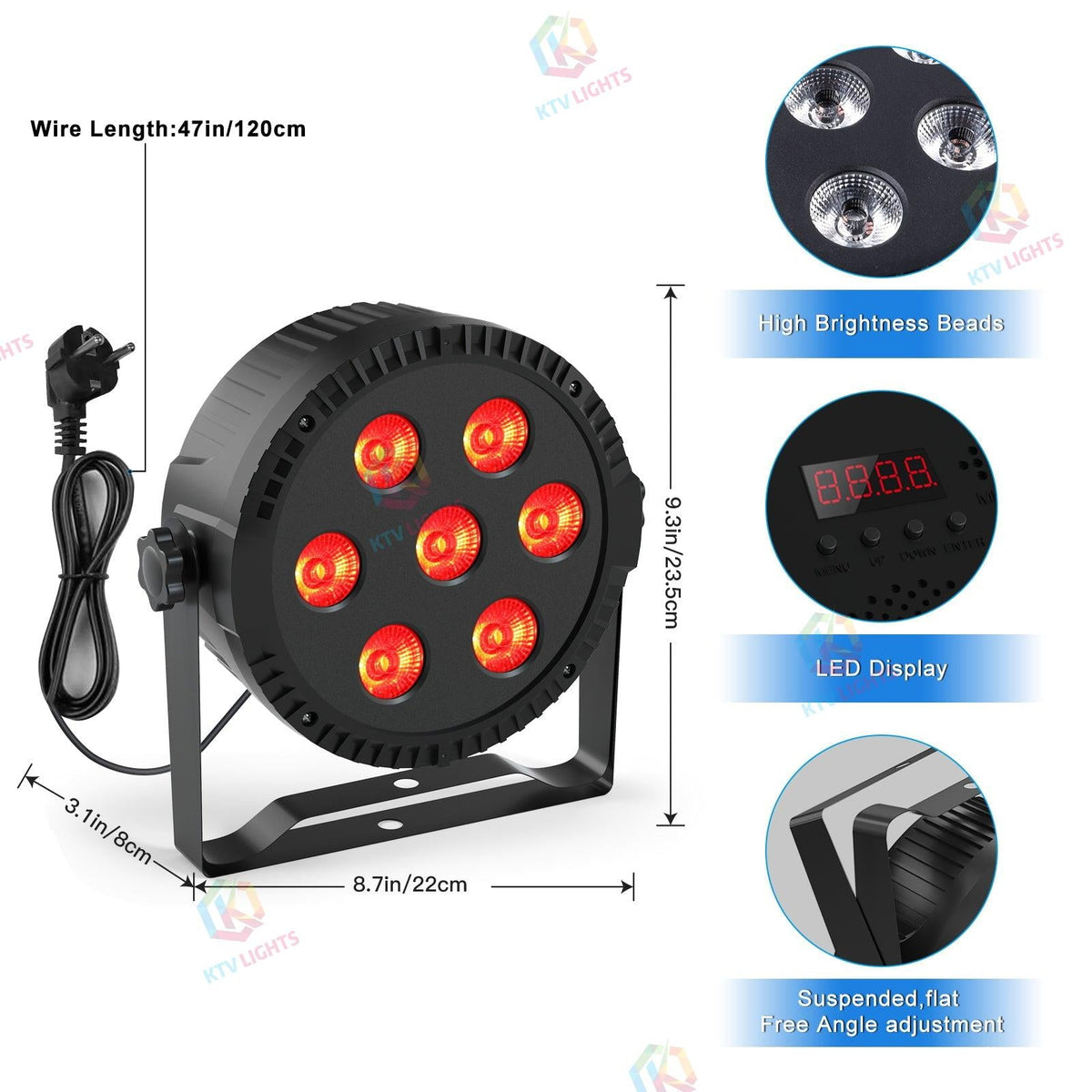 KTVLIGHTS 70W 7-LED RGBW 4-in-1 Rainbow Par Light-P46