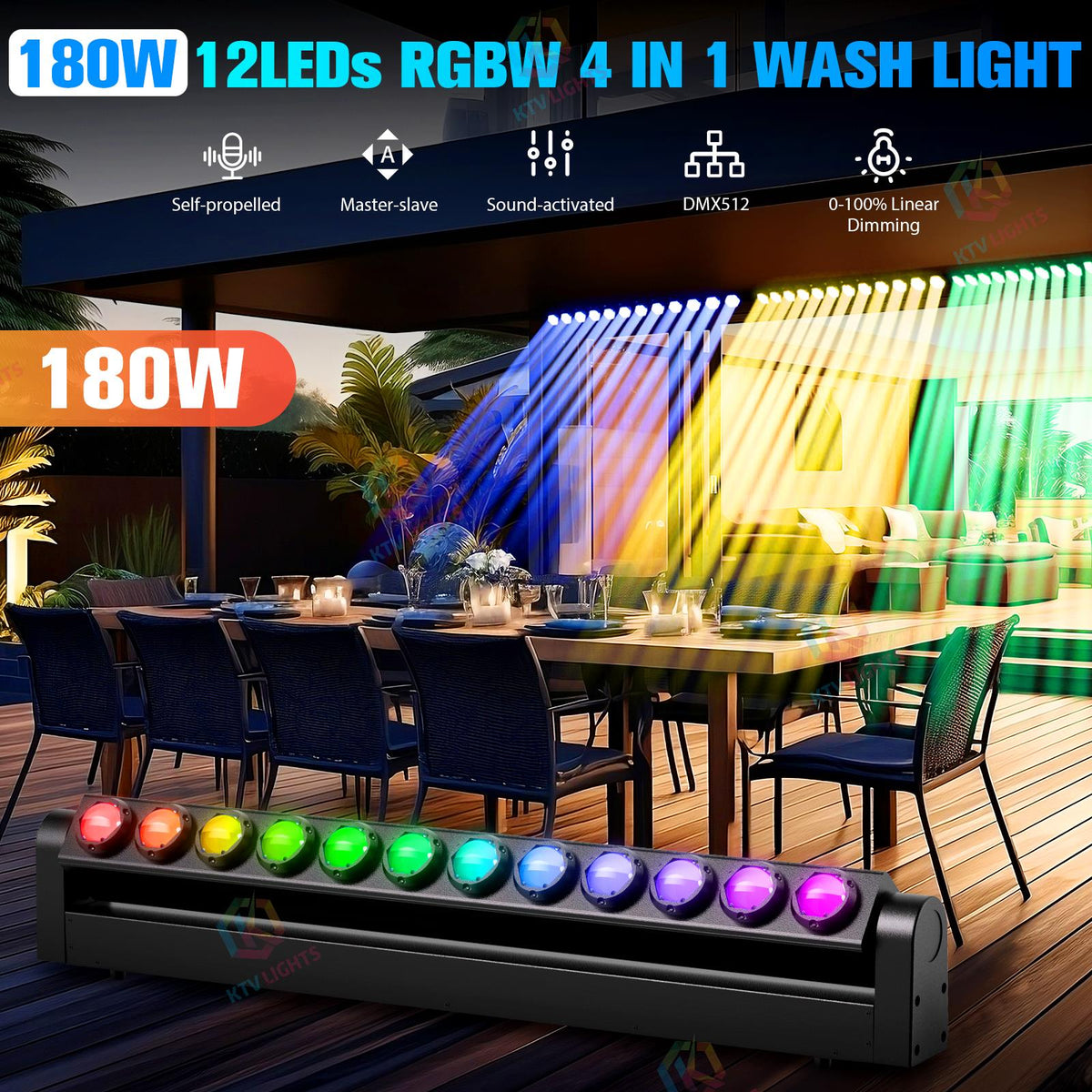 KTVLIGHTS 180W LED Moving Head Beam Bar Wall Washer Light-X17