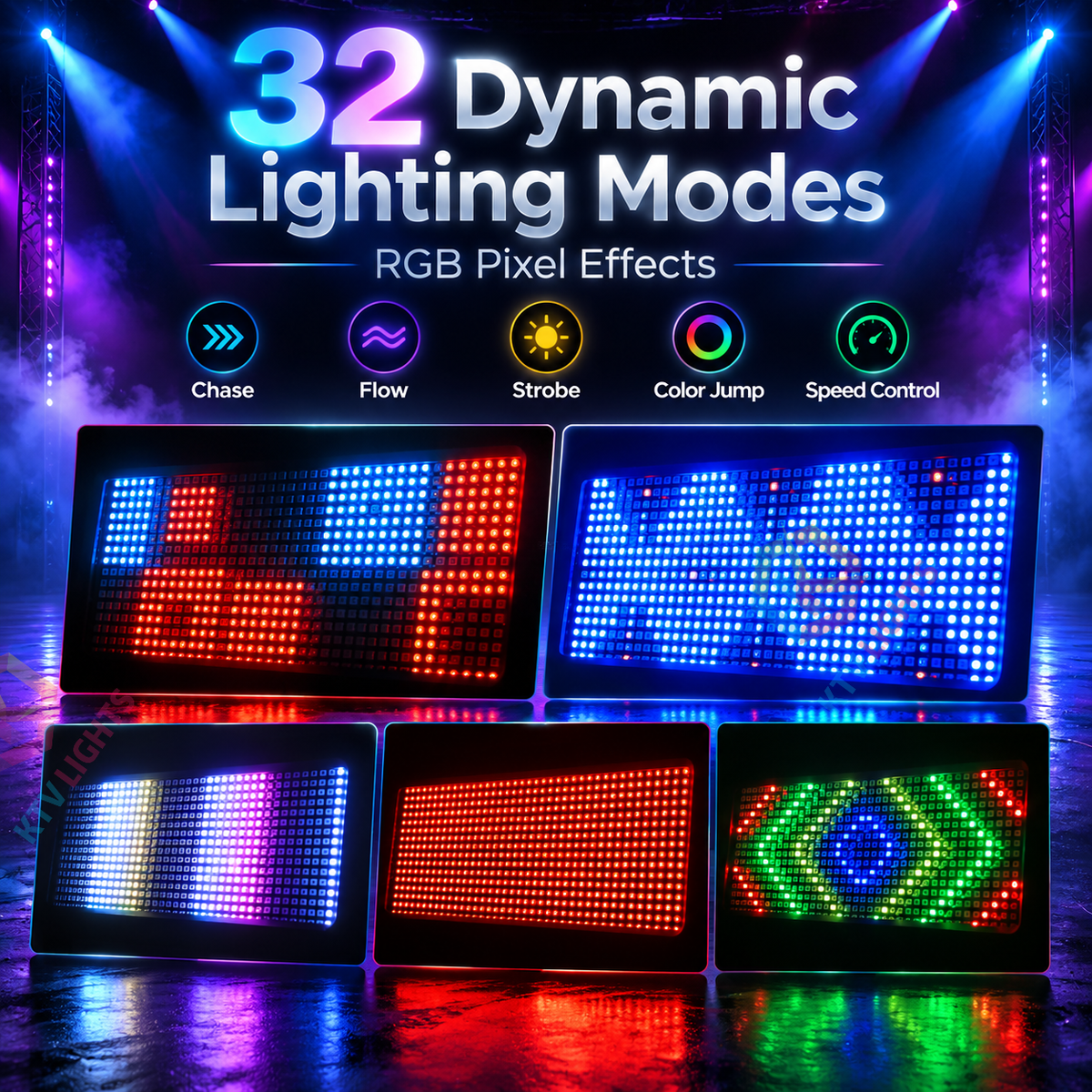 KTVLIGHTS 640LED RGB Pixel Wall Washer Stage Light-X27