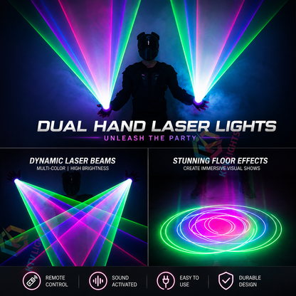 KTVLIGHTS Rotating Laser Gloves for DJ, Rave & Party Shows-M10