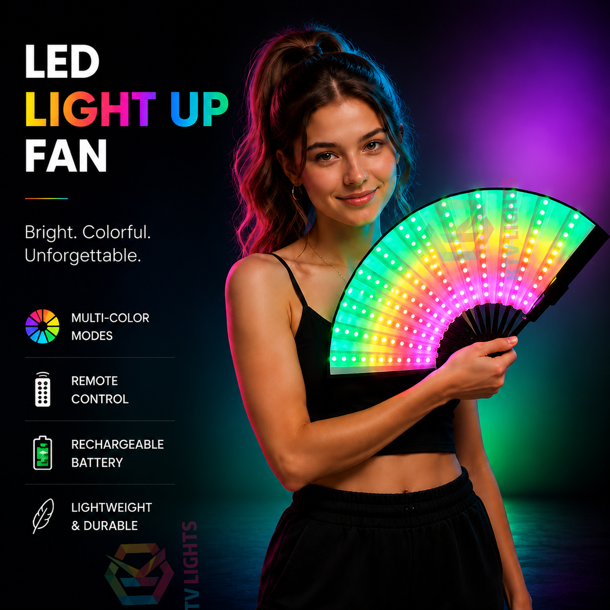 KTVLIGHTS Full Color LED Fan for Rave Parties & Festivals - M15