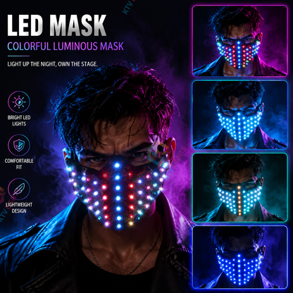 KTVLIGHTS Colorful LED Mask for Rave Parties & Festivals-M41