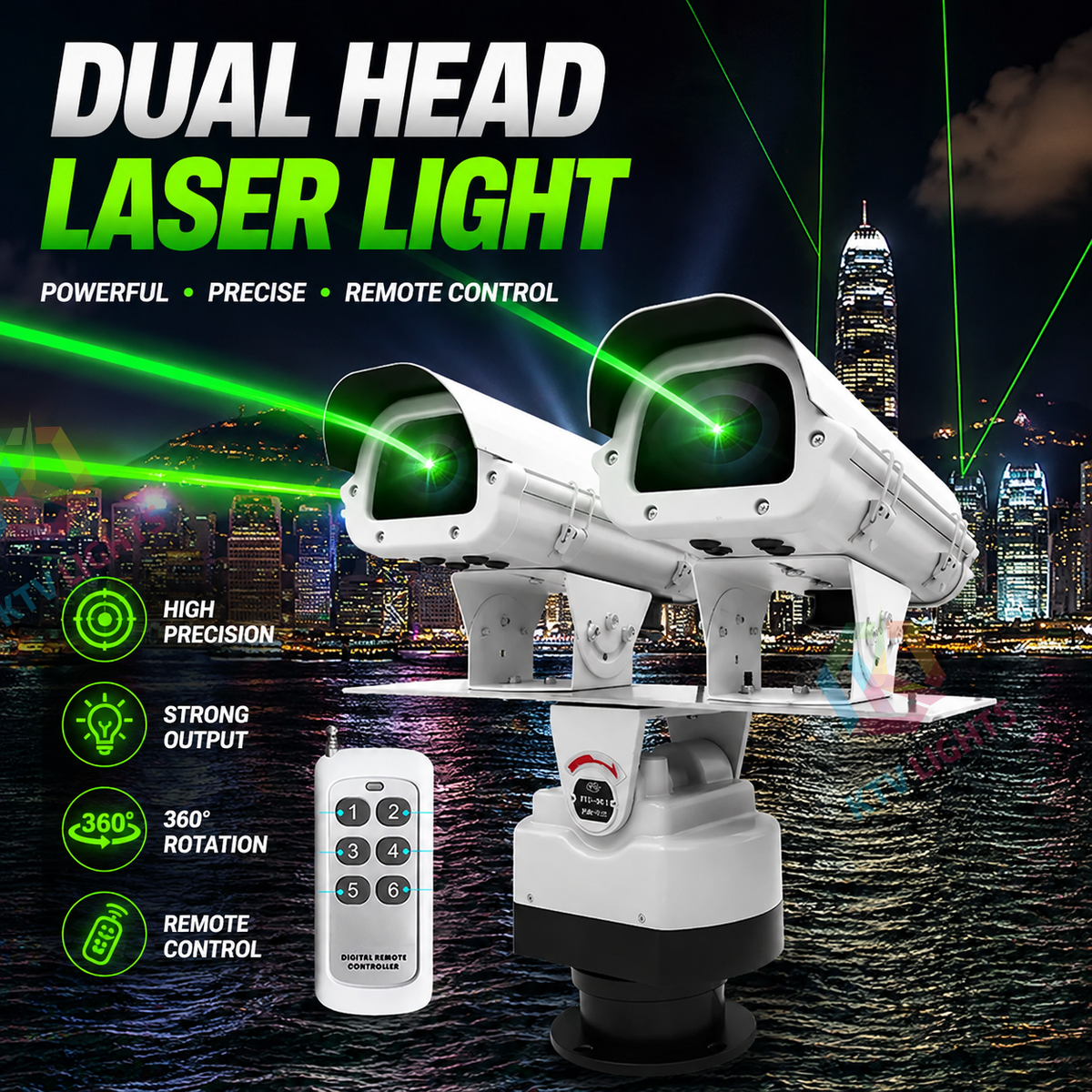 Dual-head outdoor bird and animal repellent laser light - B55