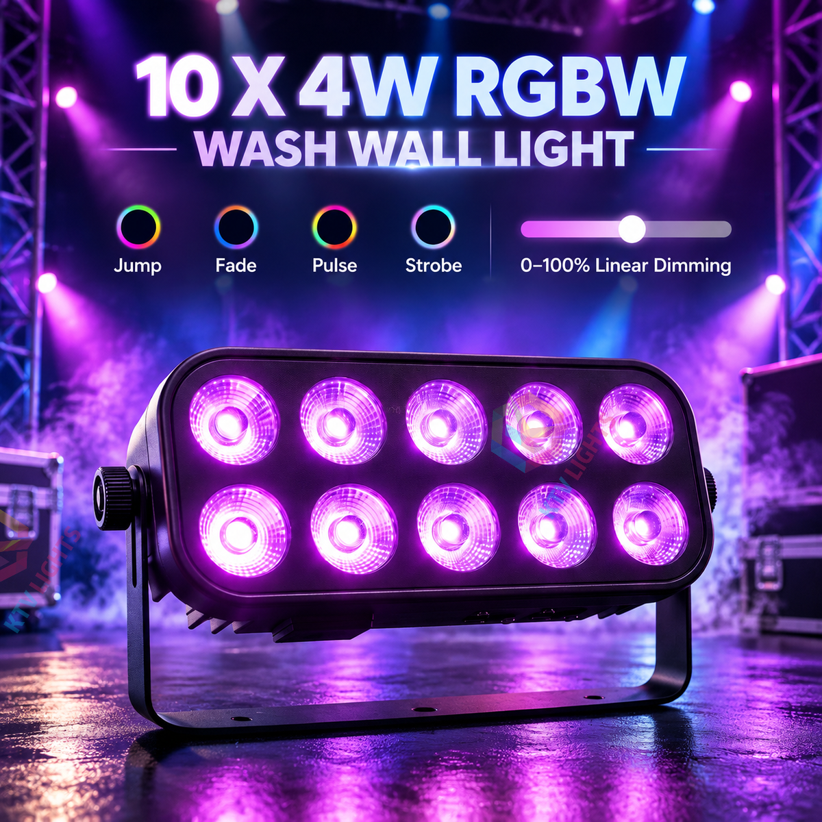 KTVLIGHTS 10x4W RGBW 4-in-1 LED Wall Washer Stage Light-X28
