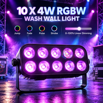 KTVLIGHTS 10x4W RGBW 4-in-1 LED Wall Washer Stage Light-X28