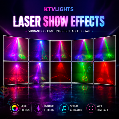 KTVLIGHTS 3-in-1 4-Aperture DJ Laser Stage Light for Nightclubs and Parties - B35