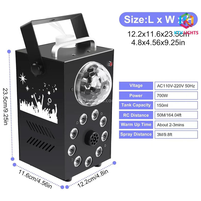 KTVLIGHTS 700W 9-LED RGB Fog Machine with Remote-Y3