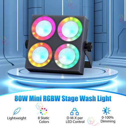 KTVLIGHTS 80W RGBW DMX LED Wash Par Stage Light-P52