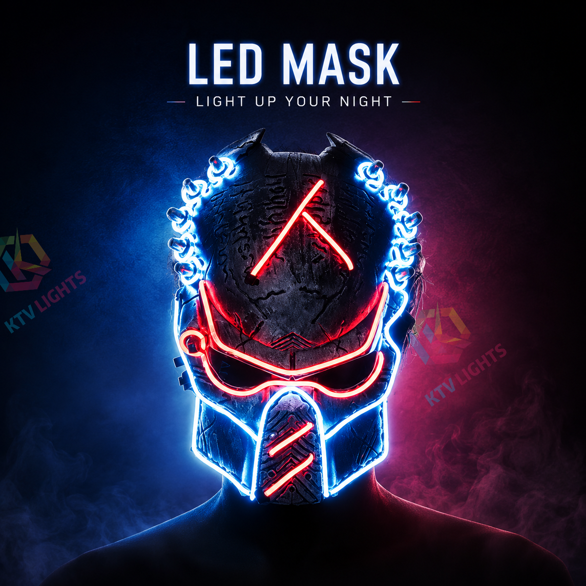KTVLIGHTS Red Laser Mask for Rave Parties & Festival Events-M28