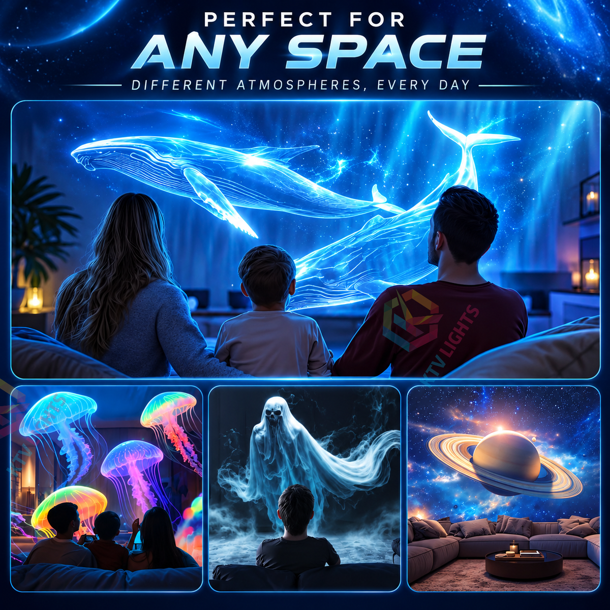 KTVLIGHTS 3D Galaxy Projector with 60 Dynamic Animations-S51
