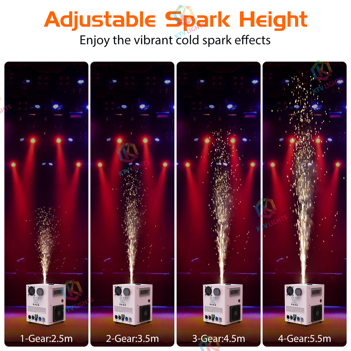 KTVLIGHTS 800W DMX512 Cold Spark Machine with Remote-H6