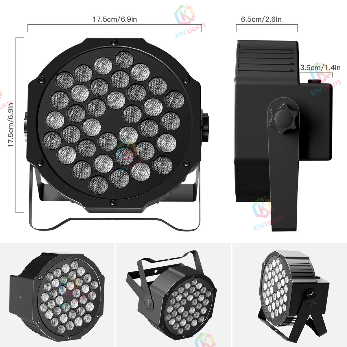 KTVLIGHTS 72W RGB LED DMX PAR Stage Light-P55