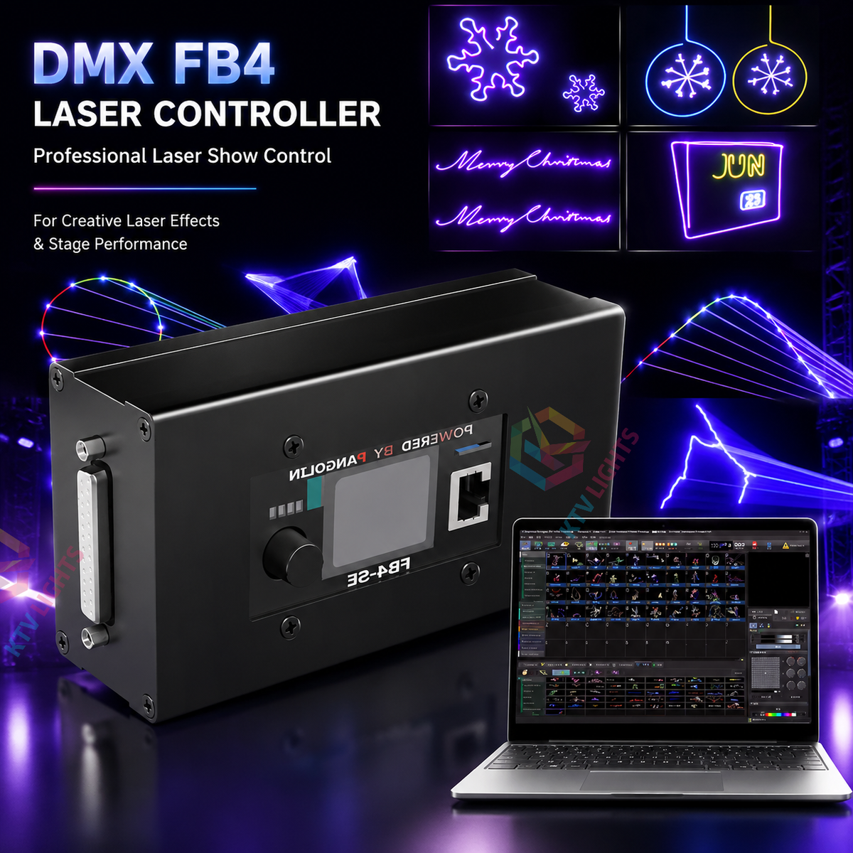 KTVLIGHTS DMX FB4 ILDA Professional Laser Controller Software-D3