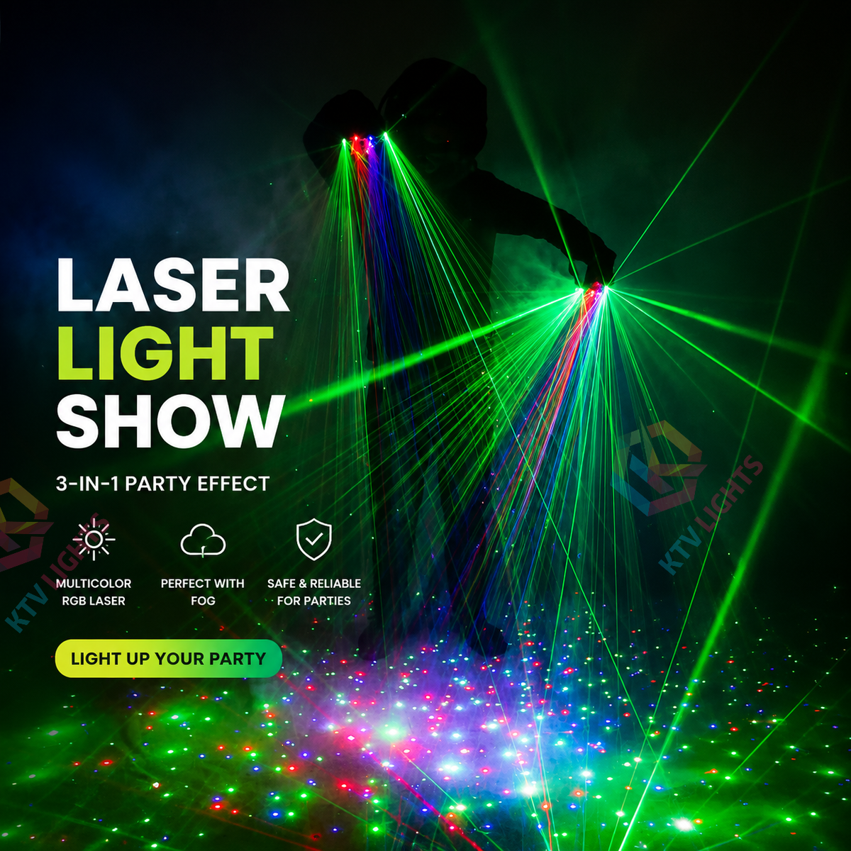 KTVLIGHTS creates stunning light shows using laser gloves-M11