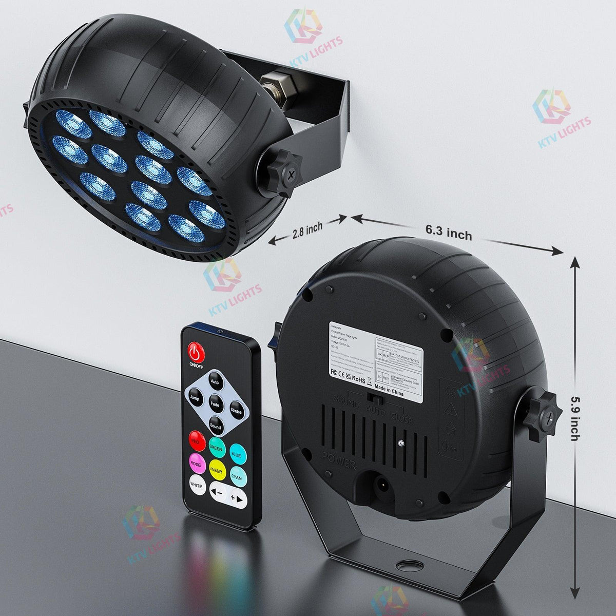 KTVLIGHTS Mini 12-LED RGB Rechargeable PAR Light-P7