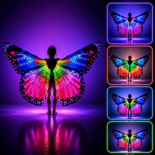 KTVLIGHTS Full Color LED Butterfly Wings Light Up Costume for Rave Party-M4