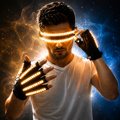 KTVLIGHTS LED Gloves & Glow Glasses for Rave Party Events-M44