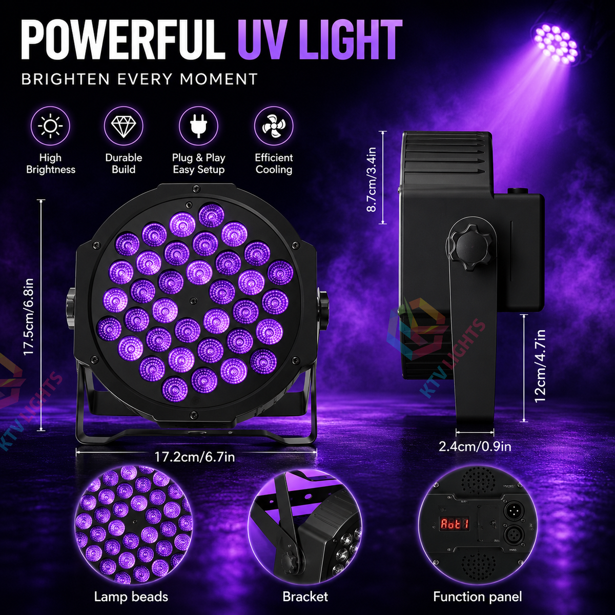 KTVLIGHTS 36W UV LED DJ Stage PAR Light-P69