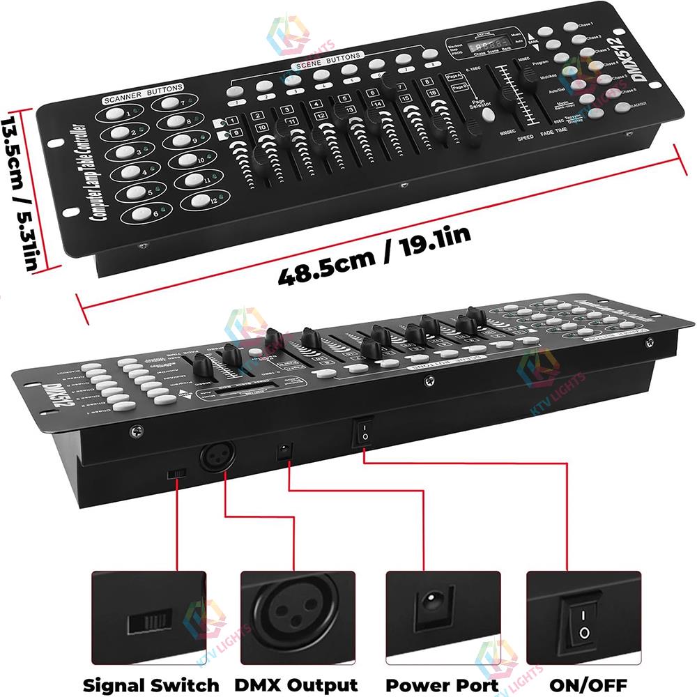 KTVLIGHTS 192-Channel DMX512 Stage Lighting Controller-D2