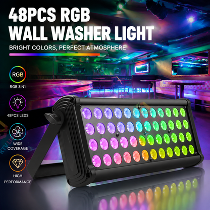 KTVLIGHTS 80W 48-LED RGB 3-in-1 LED Stage Wall Washer Light-X7