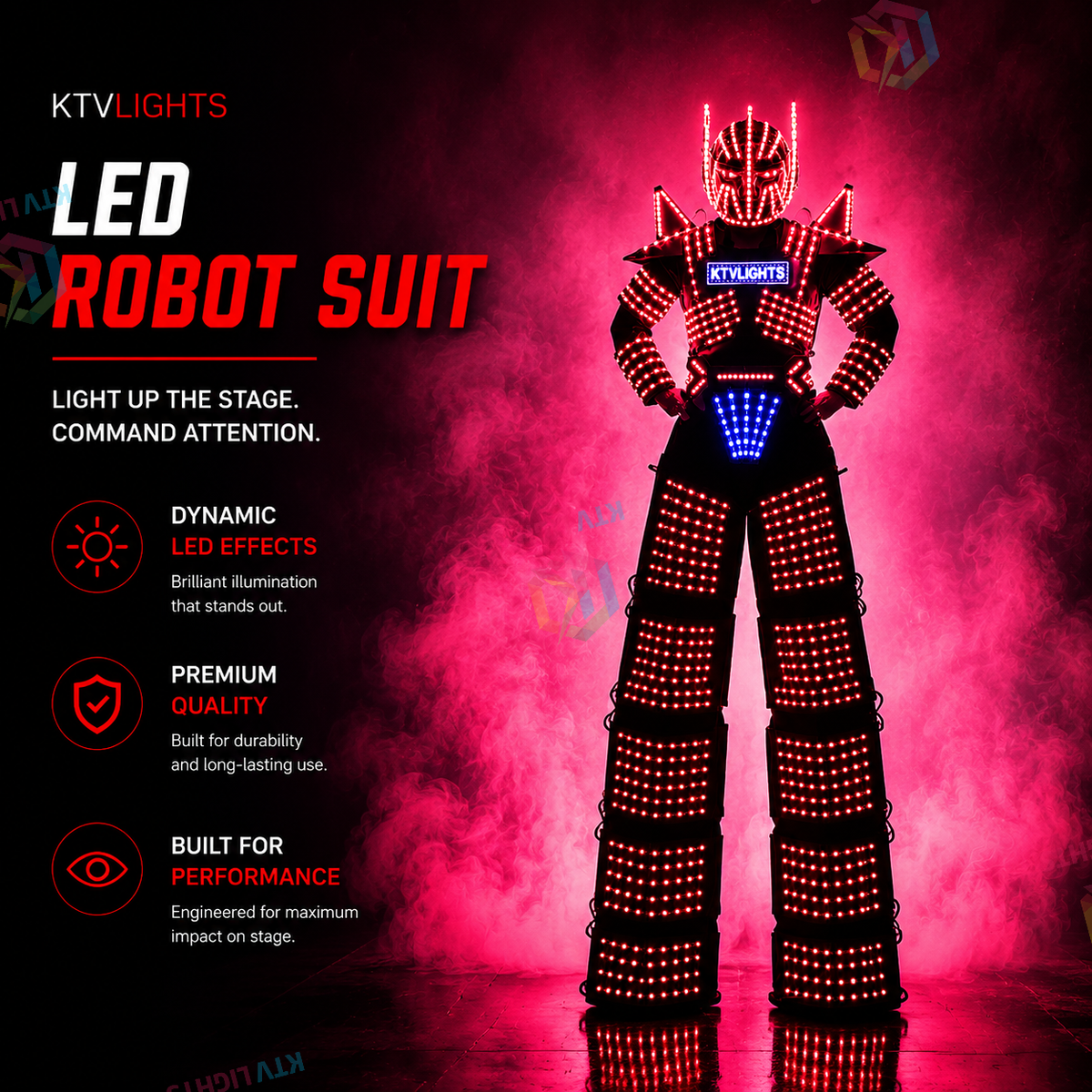KTVLIGHTS LED Robot Suit for Stilt Walkers & Stage Shows-M50