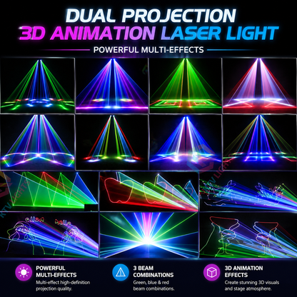 KTVLIGHTS RGB 3D Animation Laser Light – DJ Stage Effects – DMX512- A28