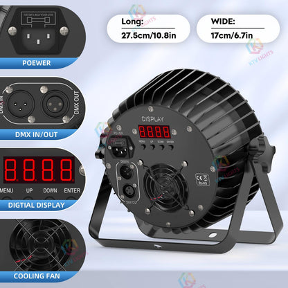 KTVLIGHTS 18-LED RGBW UV 6-in-1 PAR Stage Light-P22