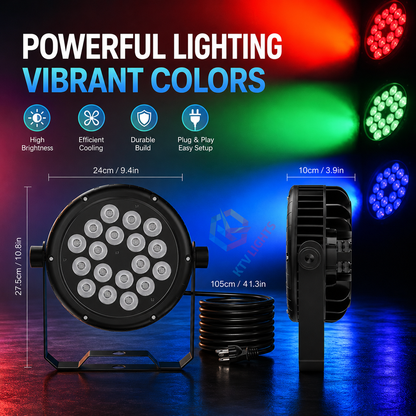 KTVLIGHTS 18x10W 4-in-1 IP65 Waterproof LED PAR Light-P70