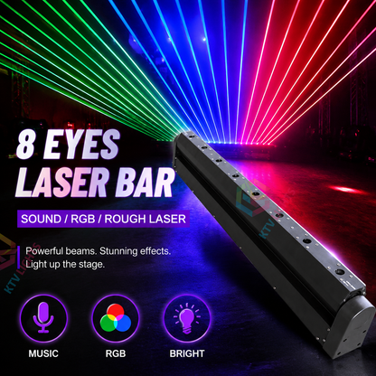 KTVLIGHTS 8-Hole Red Laser Light – DJ Stage Beam Effect Light – DMX512-B4