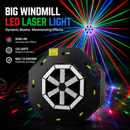 KTVLIGHTS RGB 3-in-1 Big Windmill LED Laser Background Light-B33