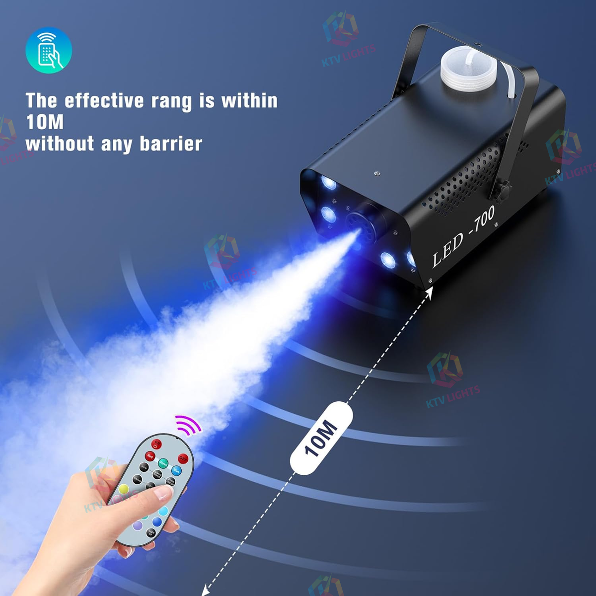 KTVLIGHTS 700W Fog Machine with 8 RGB LEDs & 14 Colors-Y16