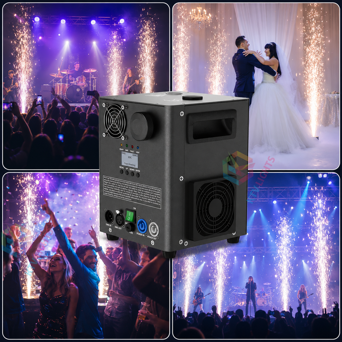 KTVLIGHTS 800W Cold Spark Machine, 5.5M Fountain & DMX-H2