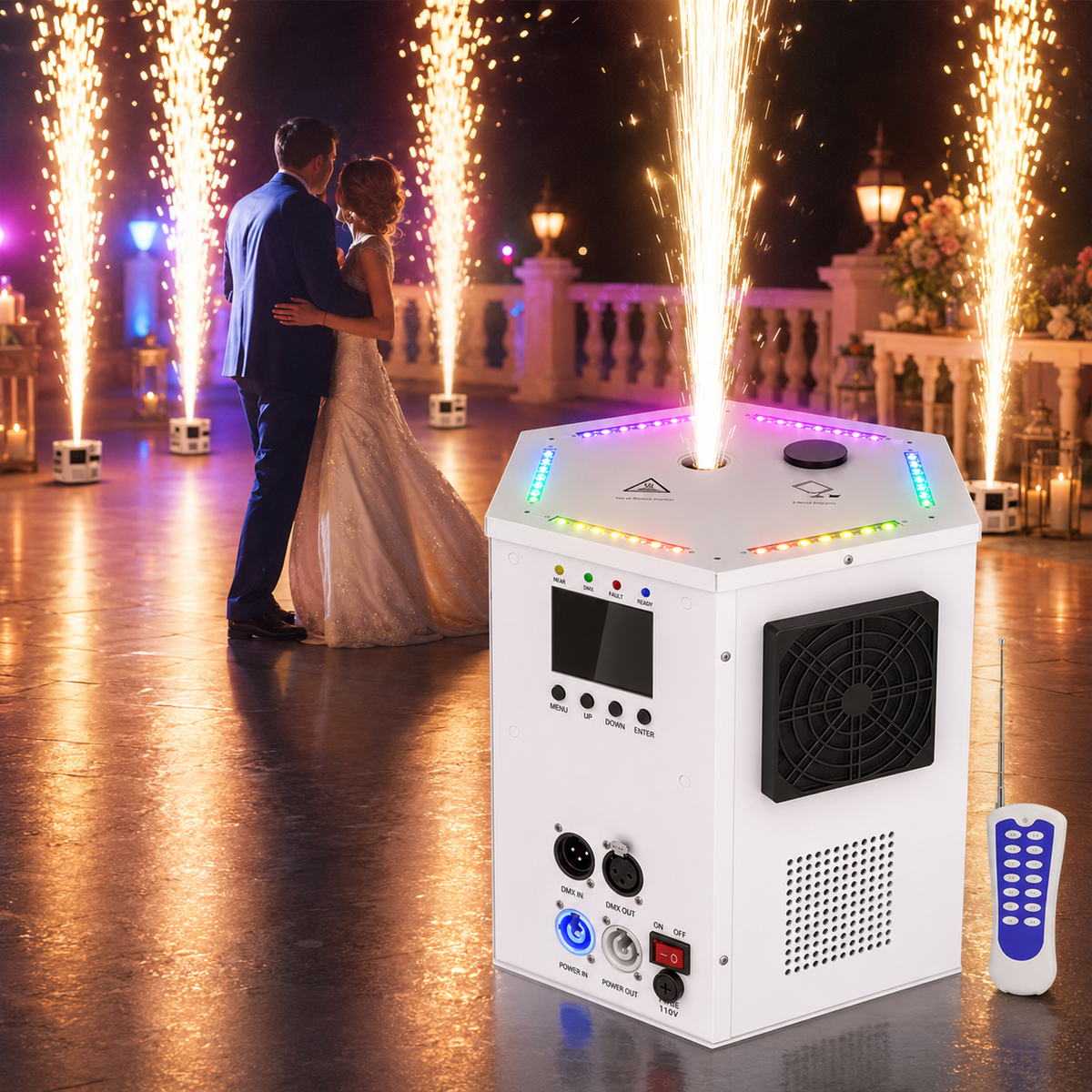 KTVLIGHTS 700W Hexagonal RGB LED Cold Spark Machine-H5