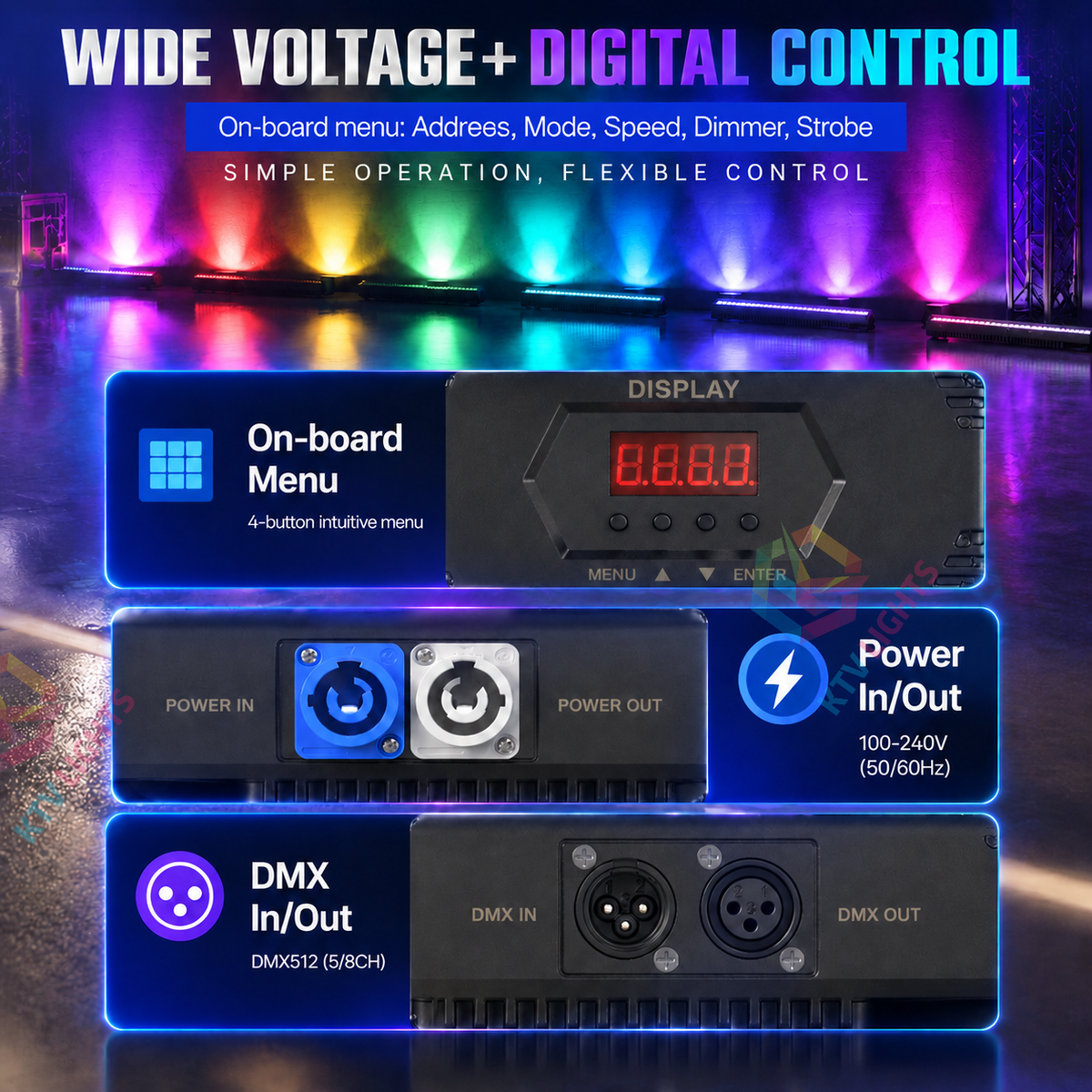 KTVLIGHTS 640LED RGB Pixel Wall Washer Stage Light-X27